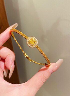 小方糖手镯镶钻戒指假黄金沙金耳钉婚庆套装结婚三金订婚五金项链