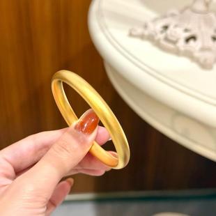 泥鳅背手镯女仿真锡金越南沙金黄金色镯子古法传承素圈金店同款