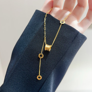 小蛮腰沙金项链女仿真黄金色高级感轻奢锁骨链金店同款吉言流苏