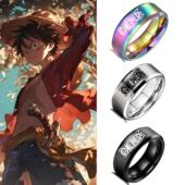 海贼王戒指 路飞草帽海贼团标志不锈钢激光标刻指环 动漫周边配饰