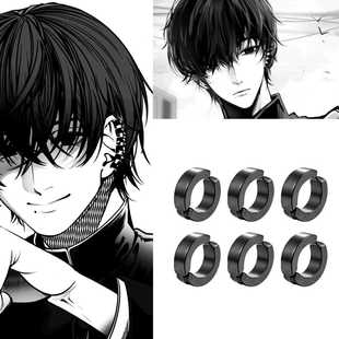 动漫电锯人耳环吉田宽文周边同款无耳洞耳夹冷酷风嘻哈防痛耳骨夹