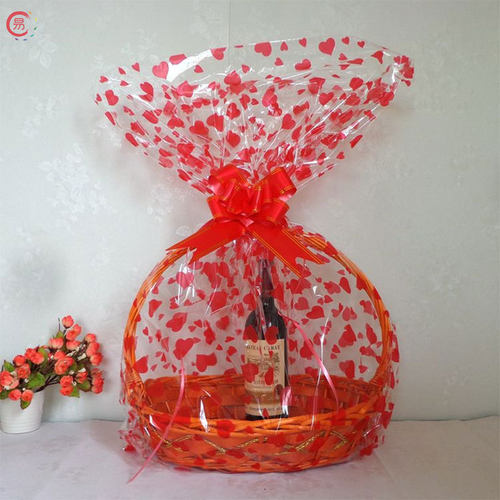 水果花篮礼物袋防水防尘袋鲜花透明爱心玻璃纸花艺材料
