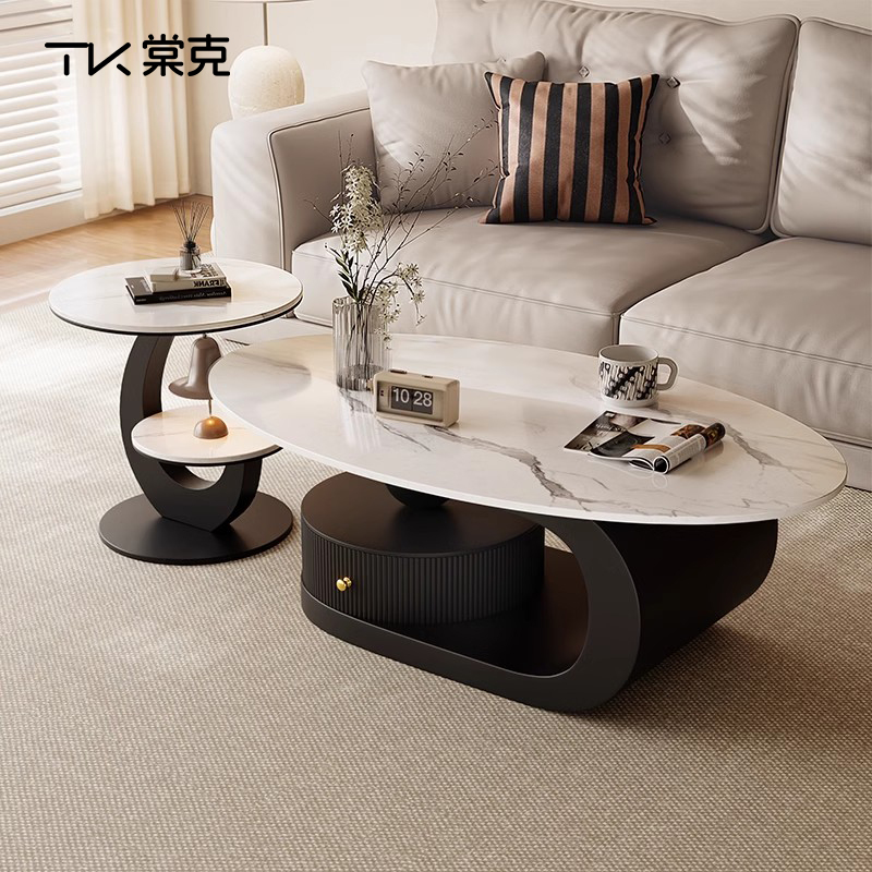 克意式轻奢岩板茶几客厅家用小户型现代简约高级感沙发茶桌组合