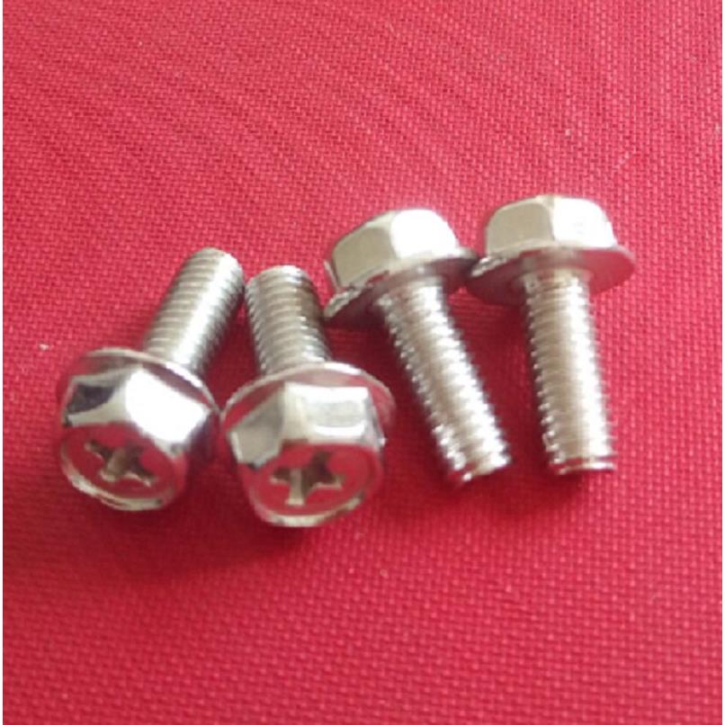 201不锈钢十字法兰螺栓外六角法兰面圆形螺栓防滑螺钉M4M6-20-40