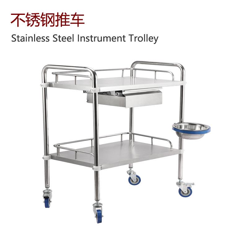加厚器械台不锈钢推车组装多层治疗车美容院仪器车带轮滑小推车