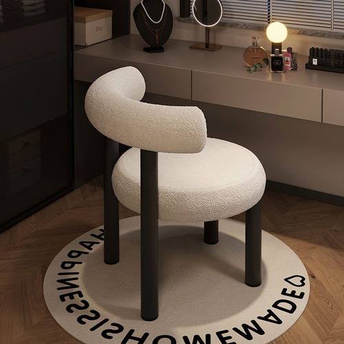 网红化妆椅设计师休闲餐椅女生卧室现梳妆台椅子美甲化妆J^