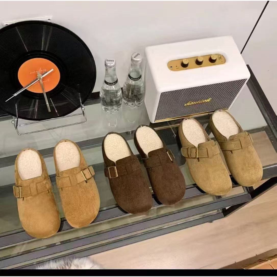 【维也娜老赵专享】AXX88-11新款加绒百搭勃肯包头拖鞋