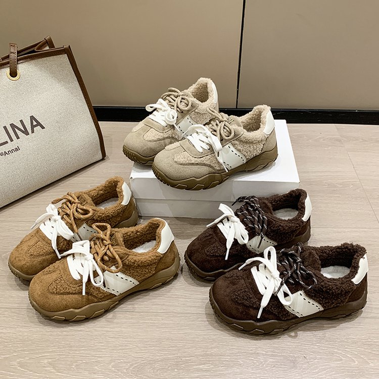 【维也娜老赵专享】HGN72533-2冬季新款月牙休闲加绒德训鞋