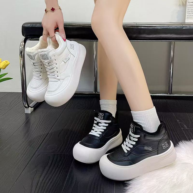 【维也娜老赵专享】BH1112冬季新款真皮中邦加绒厚底时尚休闲鞋