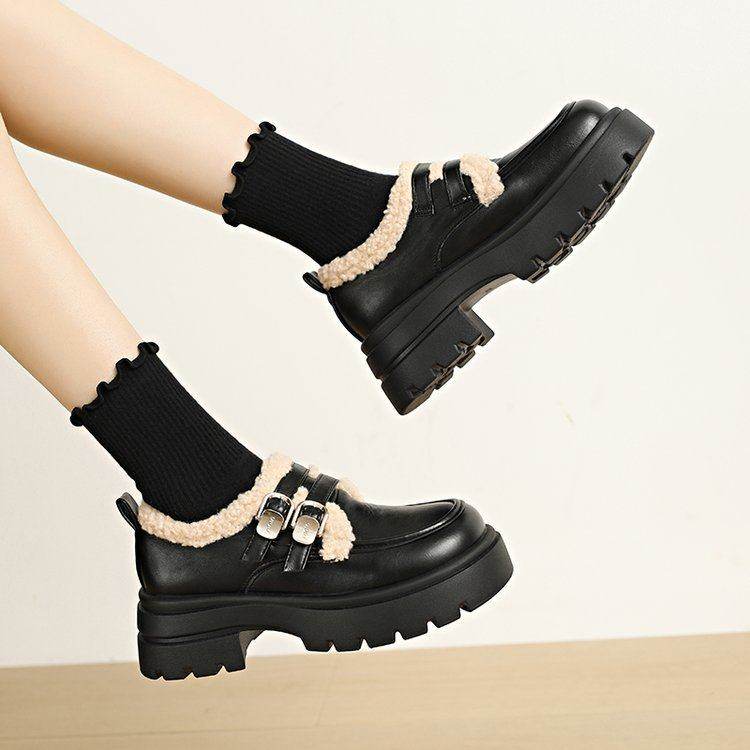 【维也娜老赵专享】ZZY8265冬季新款加绒厚底边扣乐福鞋,女鞋,勃肯鞋/软木鞋,淘宝优惠券,粉丝福利购,淘宝优惠卷