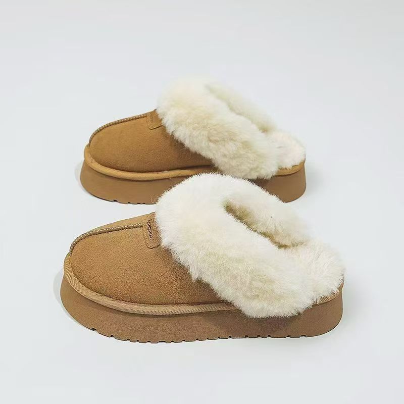 【维也娜老赵专享】FX5885-2冬季新款厚绒防水包头厚底拖鞋