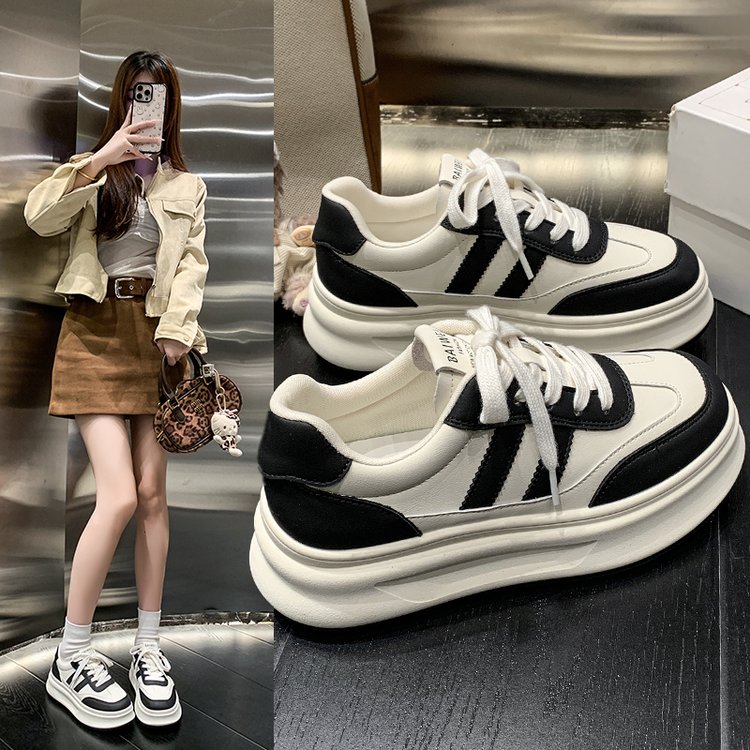 【维也娜老赵专享】HGN72537新款简洁百搭厚底运动平底小白鞋