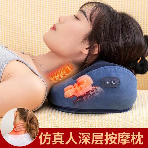 颈椎按摩器多功能腰椎靠垫家用肩颈热敷揉捏疏通经络酸脖子按摩仪