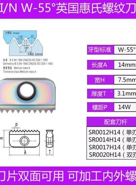 螺纹梳刀片14N/1.5ISO公制14I-19BSPT/NPT锥管32/24/20/18/16UN美