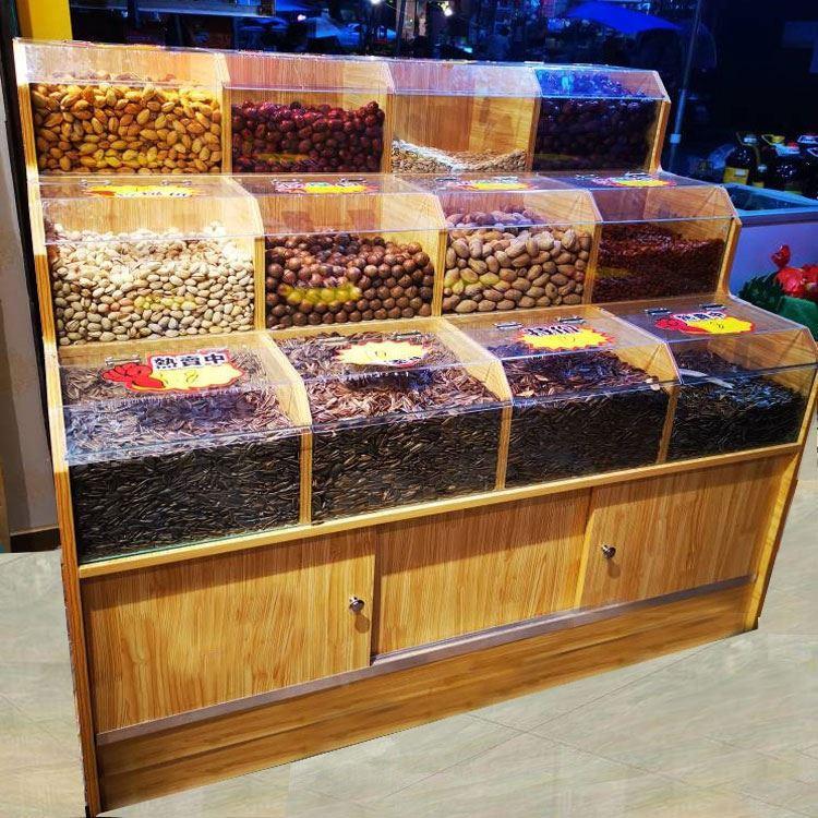 超市实木质米斗米粮桶杂粮柜米面柜米架米桶米柜货架展示柜五谷柜