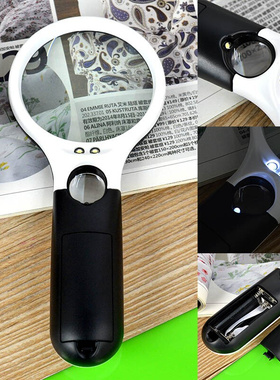 。45倍高清放大镜 双镜手持式维修看线路板发大镜 老人阅读 带LED