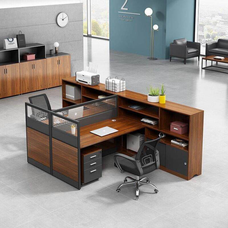 见贤办公桌子员工办公室卡座工位财务职员办公桌椅组合二人位屏风