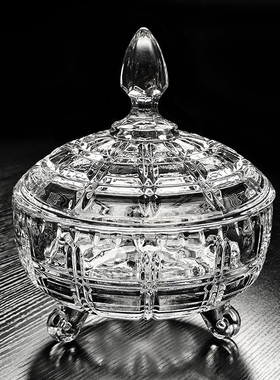 带盖水晶玻璃碗水果盘有盖糖果罐收纳盒醉虾客厅高档年轻人上档次