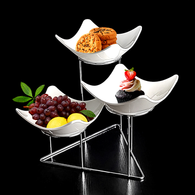 果盘多层水果盘三层甜品架零食盘高档自助餐厅餐盘器皿轻奢高级感