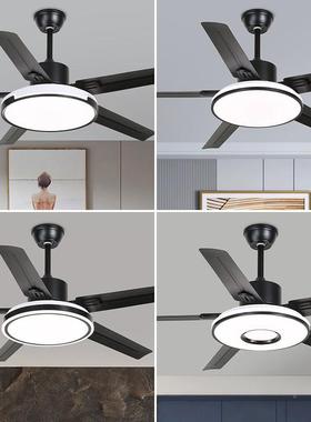 森林风简变频铁叶客厅吊约风扇灯FVV 餐厅灯带风扇吊扇灯家用一