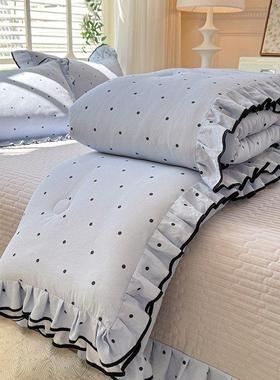 ins风夏WXV季版夏被四件套夹韩棉床盖双人调夏被凉被花边空薄被子