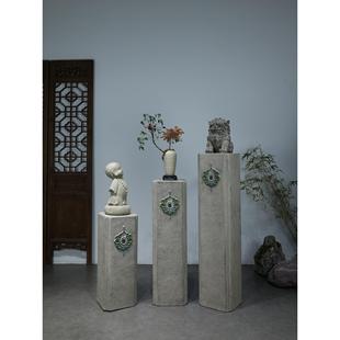 中式新落地摆件仿石柱墩庭璎珞展示院花大园盆景件门口装饰造景展