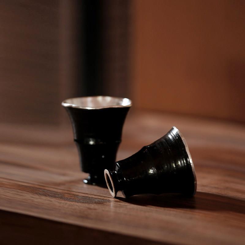 银足银999纯手工包杯 银茶香杯粗主人杯茗QDS杯闻杯陶茶具茶器 闻