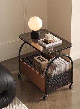 法式室轻奢高级感可移动玻璃小车边几客b175推车厅沙小发茶几推卧