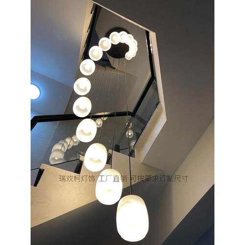 青峰OCS转新型中式覆式梯吊灯环长吊灯现代楼梯灯州别墅楼梯井楼