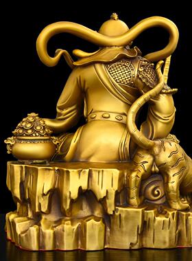 武神像铜厅财神爷骑SJI虎赵玄坛大号供奉客财纯招黄铜
