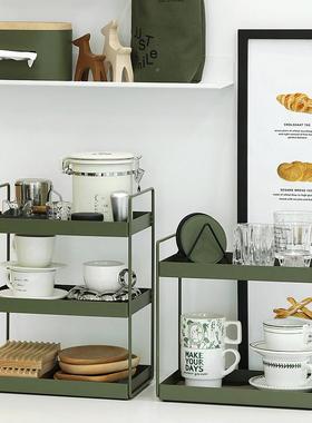 墨绿色多层置物架 生厨房调料整罐收架HM2062、纳架 卫间台面理铁