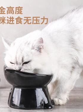 黑色猫猫饮盆水猫碗碗猫食MMP-00盆陶瓷咪碗宠物碗狗防猫打翻可爱
