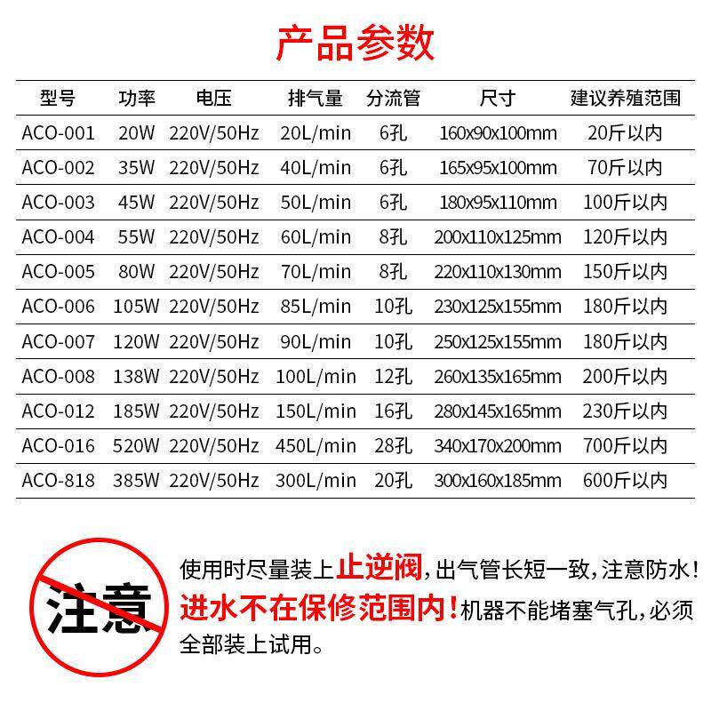 渔亭ACO厂家直殖销AC系列O电磁气式增氧泵鱼缸池塘养氧泵冲氧泵