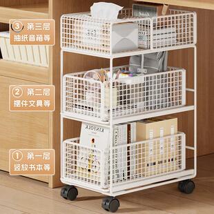 桌收纳推小车置物架下屉书架落地抽式书包收纳柜多层分层抽拉移动