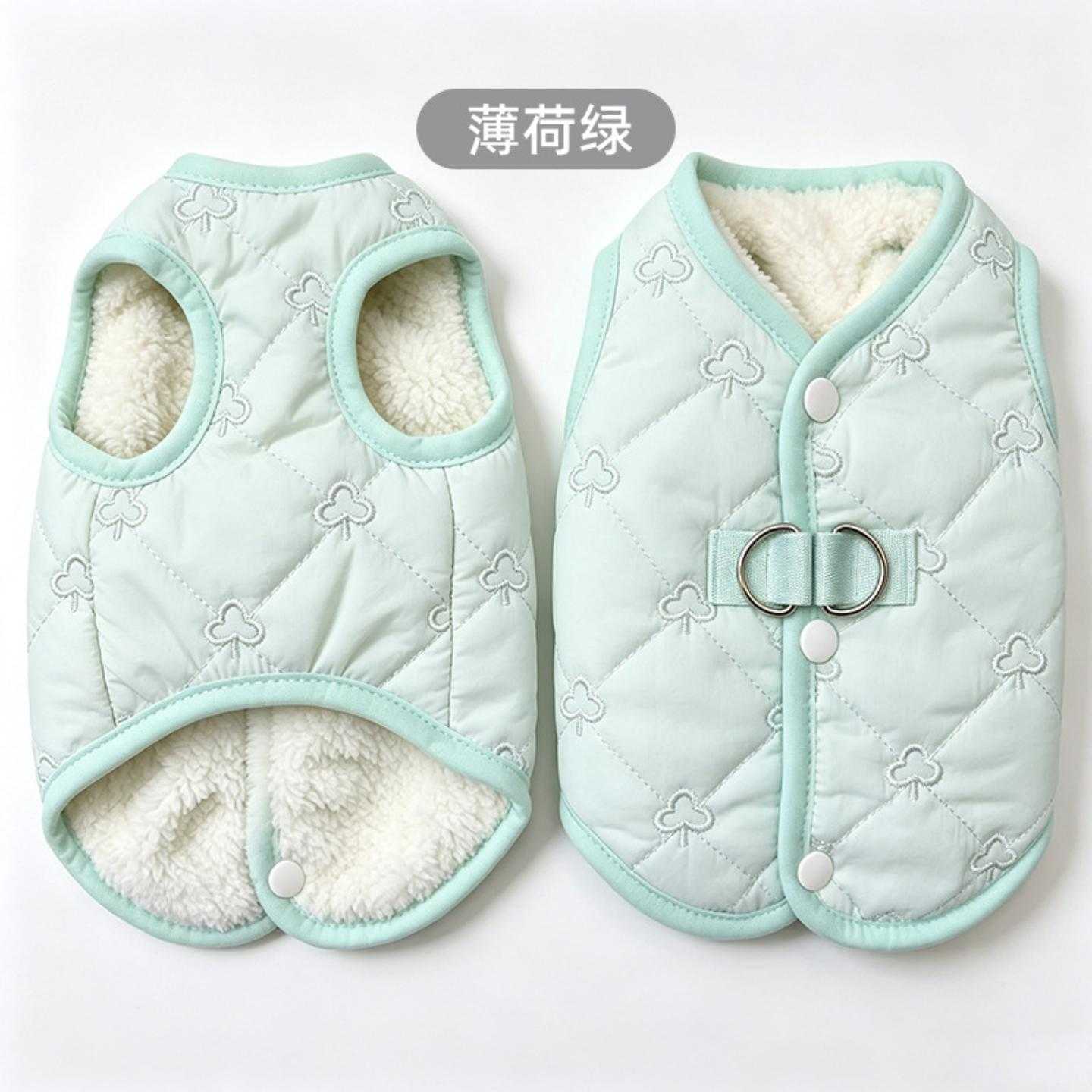 狗狗衣服秋冬新款背心款马甲刺绣夹棉保暖宠物比熊泰迪26绗缝小树