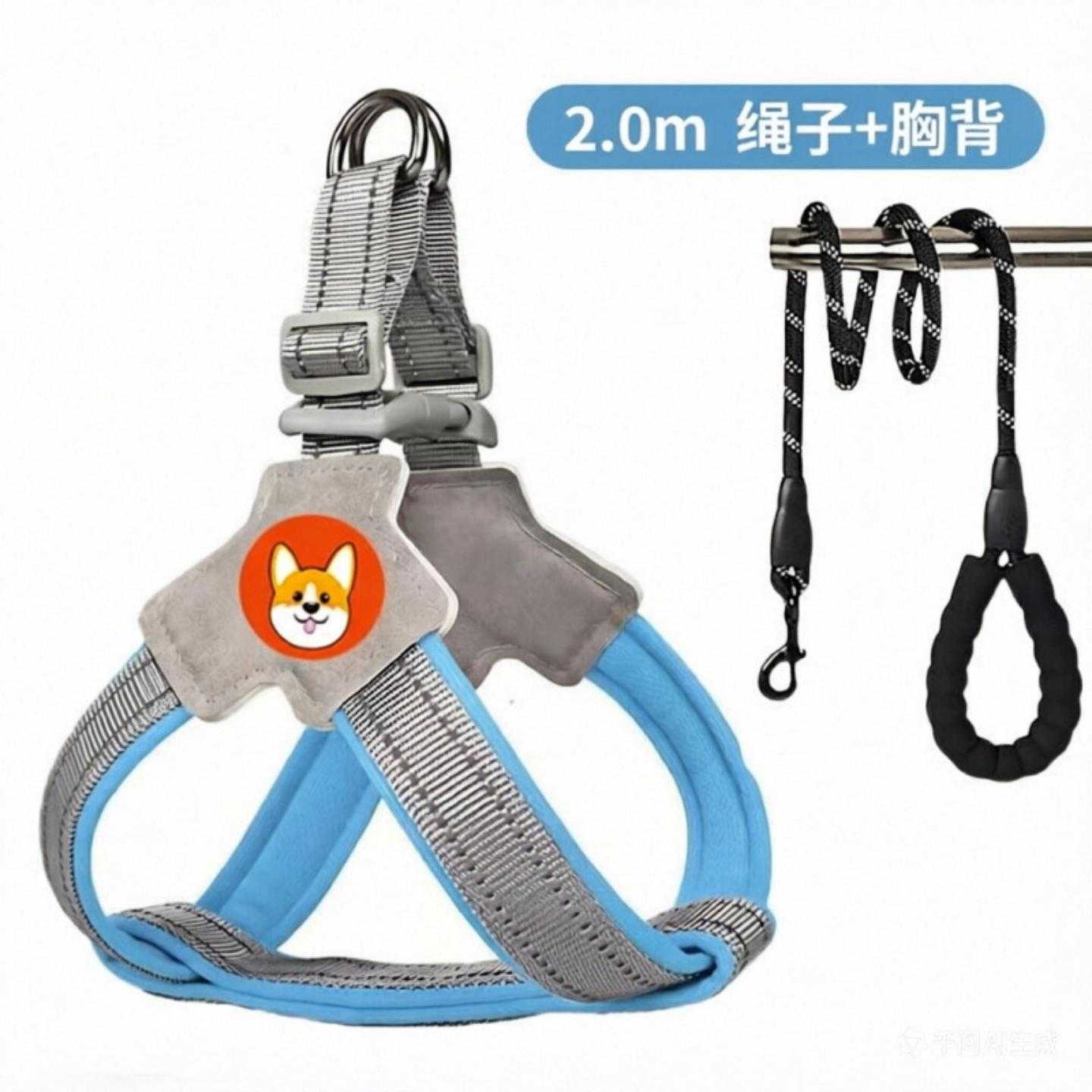 狗狗胸背带牵引绳透气背心式宠物遛狗绳中小型柴犬柯基泰迪狗链子