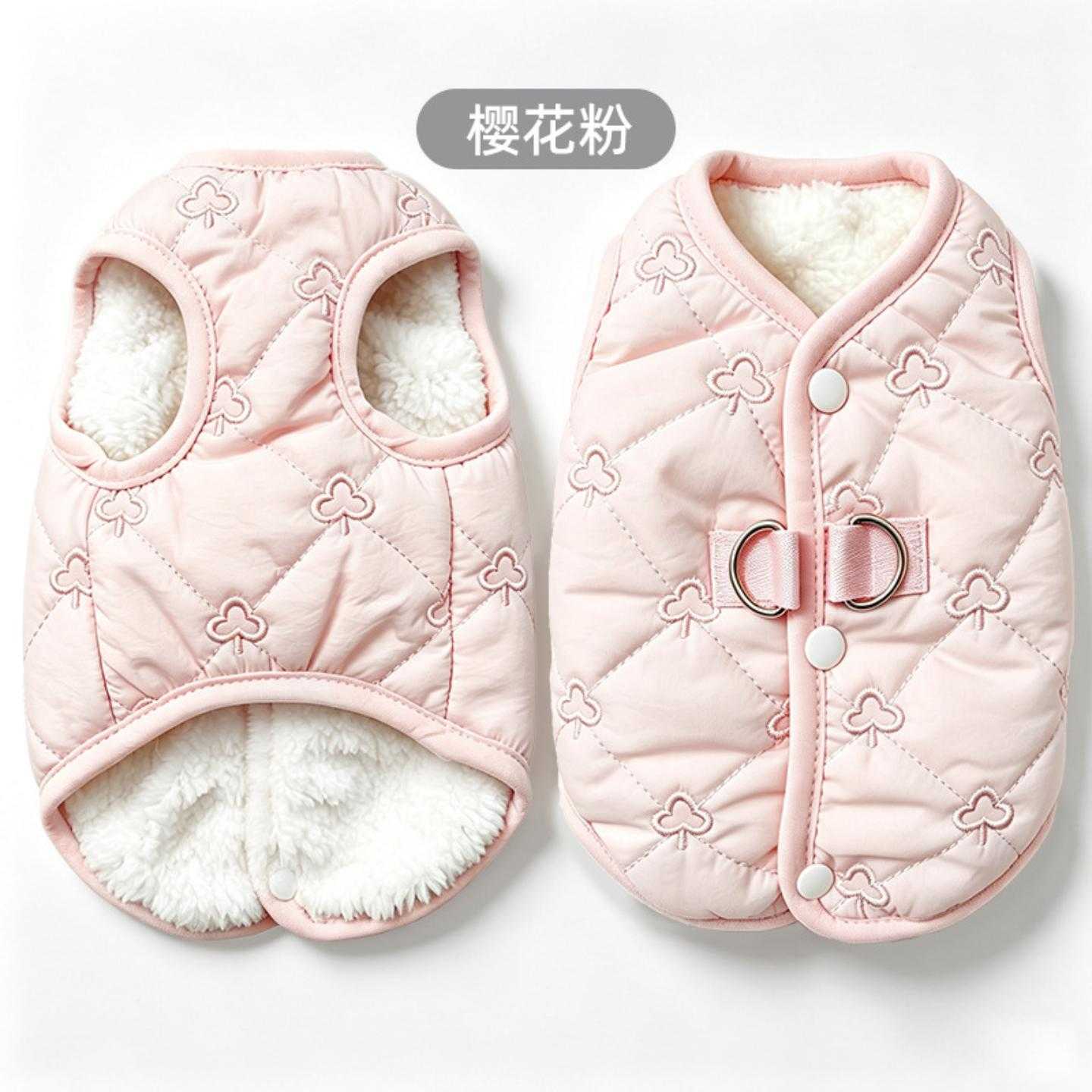狗狗衣服秋冬新款背心款马甲刺绣夹棉保暖宠物比熊泰迪26绗缝小树