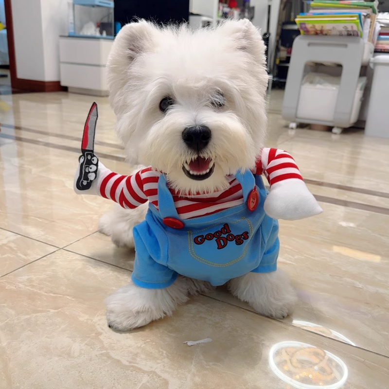 狗狗拿刀衣服搞笑搞怪衣服小狗猎杀道具服杀手变身装泰迪博美柯基