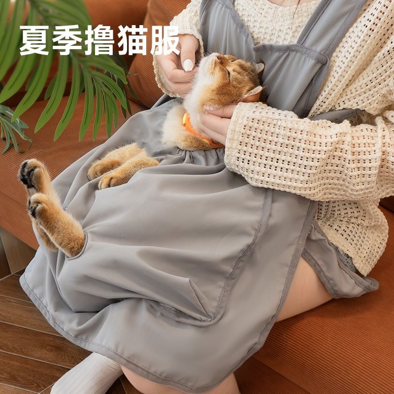 专用撸猫服猫咪围裙美容包裹布防粘毛布兜剪指甲喂药梳毛固定神器