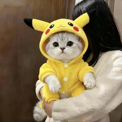 猫咪衣服秋冬款可爱皮卡丘变身装银渐布偶英短宠物狗狗四脚衣保暖