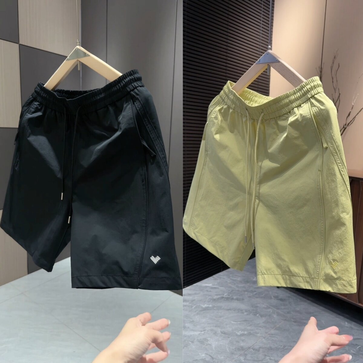 男士夏季休闲运动百搭清爽感线条松紧腰速干透气糖果色多巴胺短裤