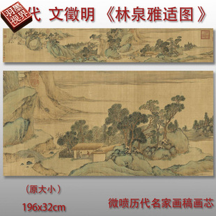 明代文徵明林泉雅适图山水人物国画艺术微喷打印绢布画心临摹范本