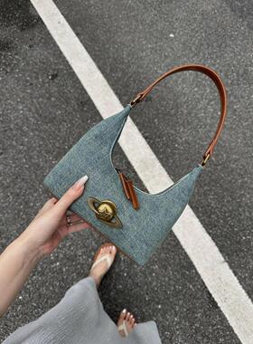 2025新款小众复古牛仔腋下包高级感百搭单肩包通勤时尚手提包包女