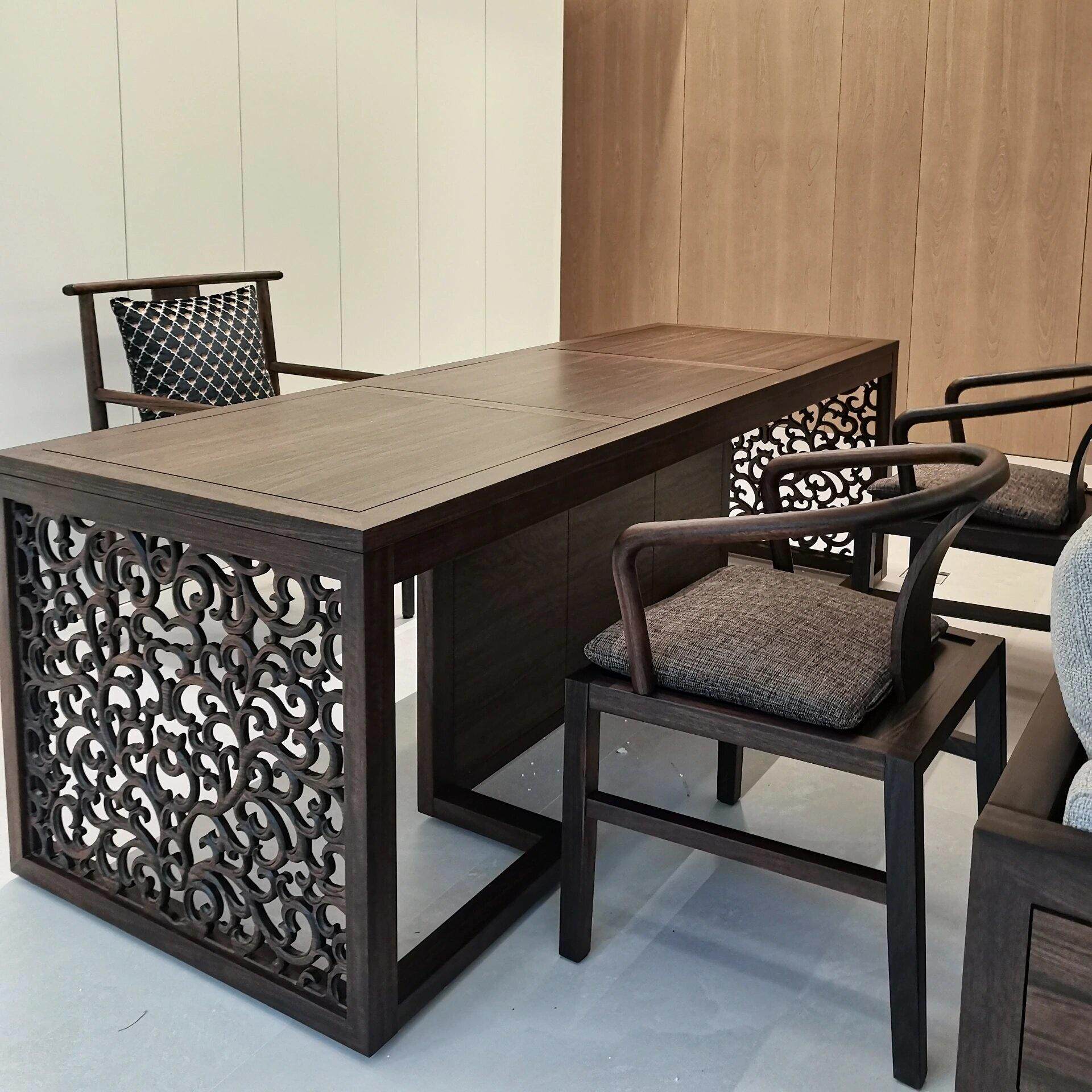 君和新中式书桌非洲黑檀木写字桌爱里古夷苏木家用办公桌檀风家具