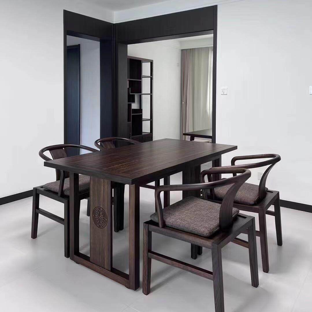 君和新中式宋氏长桌非洲黑檀木茶桌家用爱里古夷苏木餐桌檀风家具