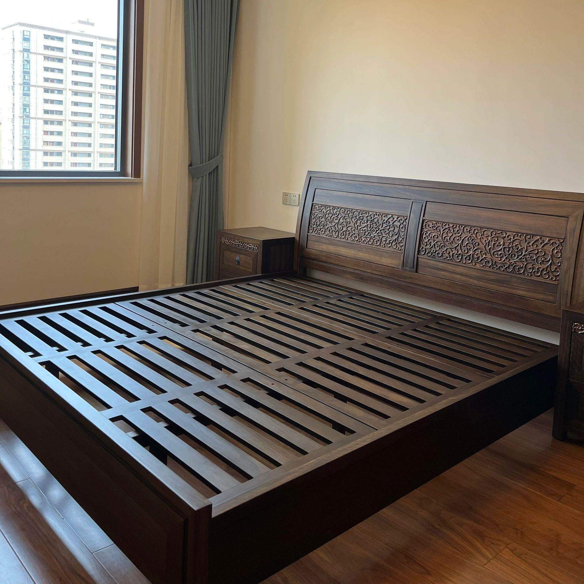 君和新中式主卧大床爱里古夷苏木双人床非洲黑檀木全实木檀风家具