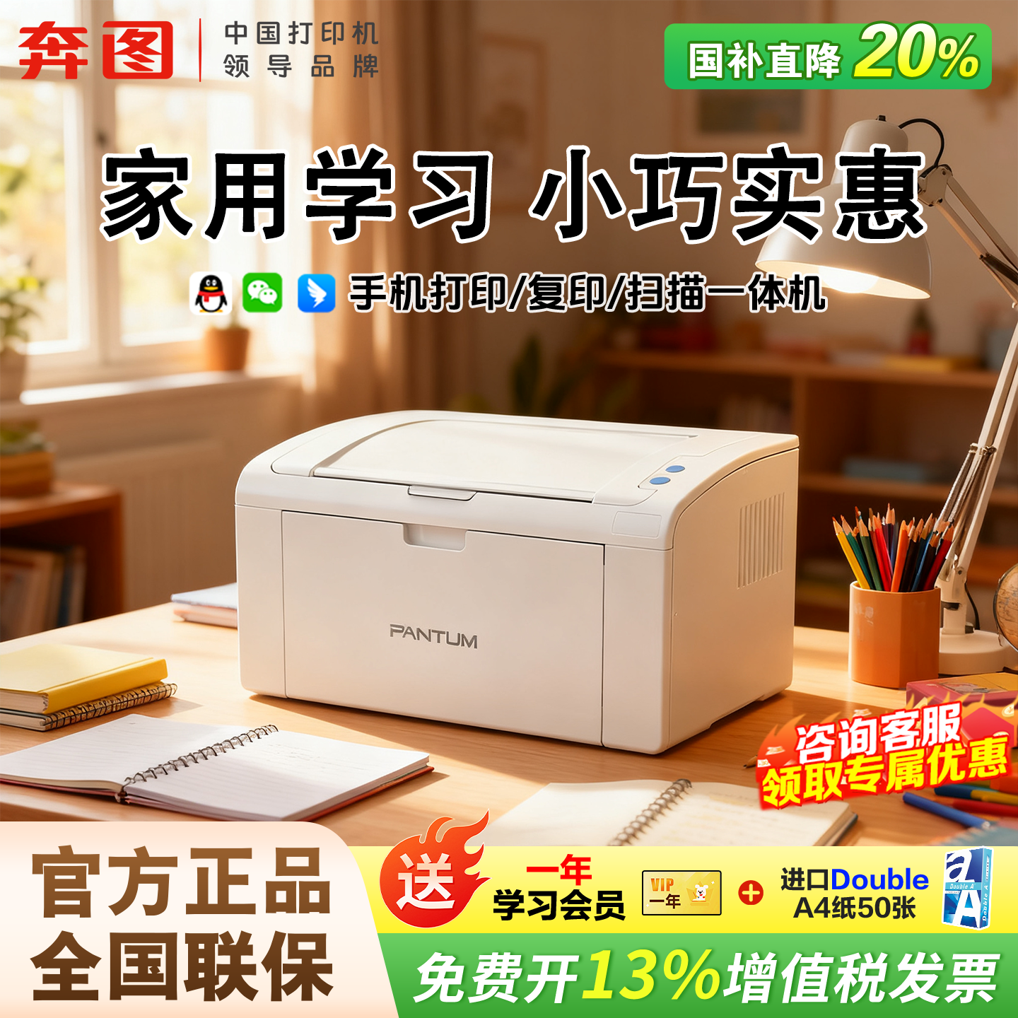 家用政府补贴20%奔图P2210W