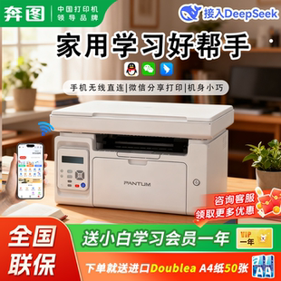 奔图M6212W无线办公激光打印机小型办公文件快速打印A4黑白复印扫描多功能一体机官方旗舰M6206W 手机打印