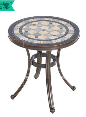直径60铸铝小圆桌户外桌椅室外艺术休闲花园阳台欧式庭院文泰茶几