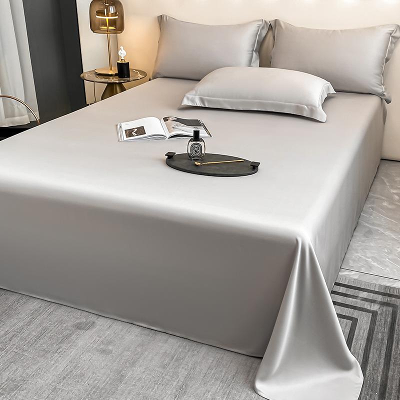 单件夏季款凉感100S天丝床单品冰丝纯色单人双人床丝滑被单三件套